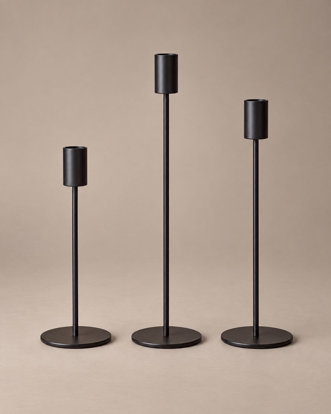 Linea | 3 Zwarte Kandelaren set