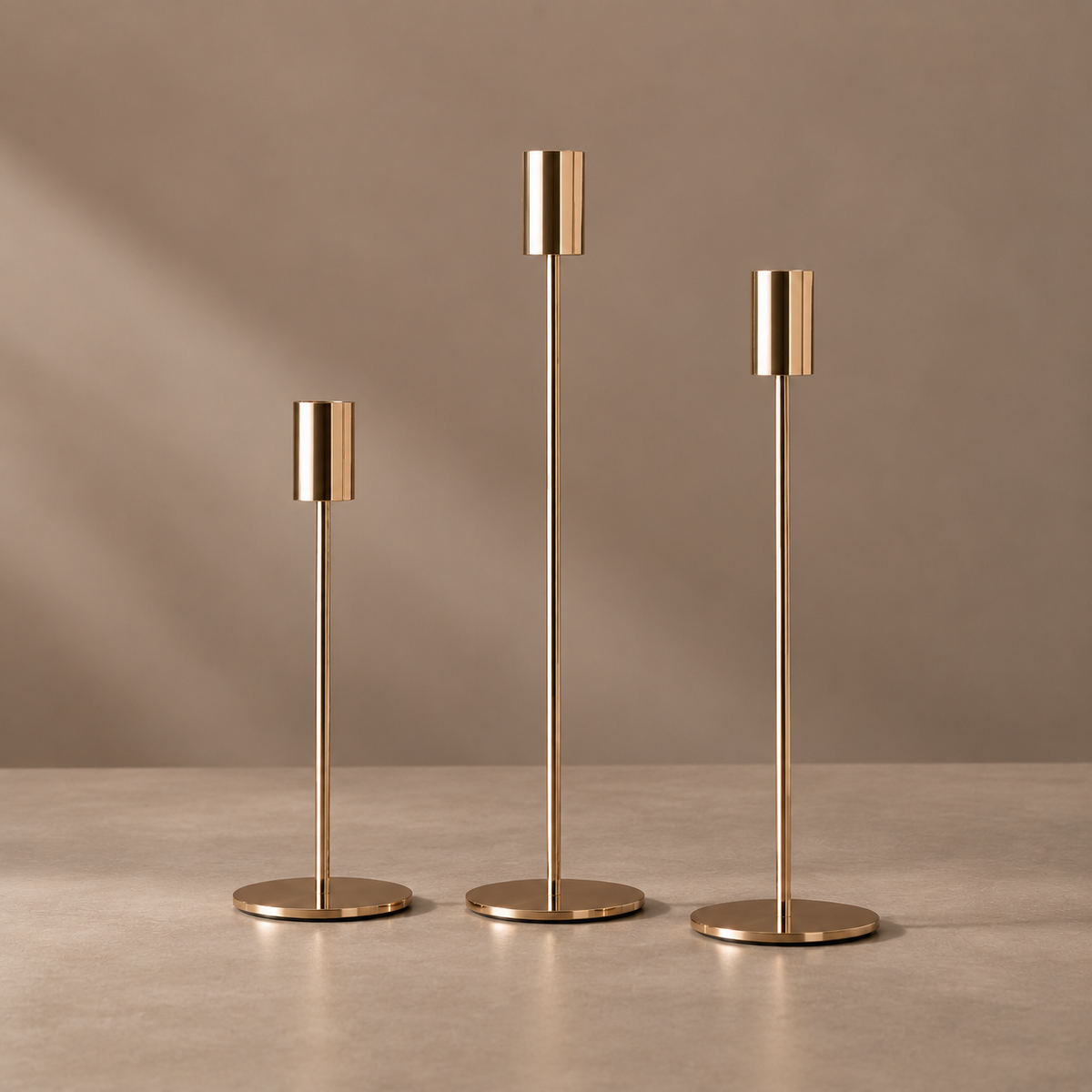 Linea | 3 Gouden Kandelaren Set