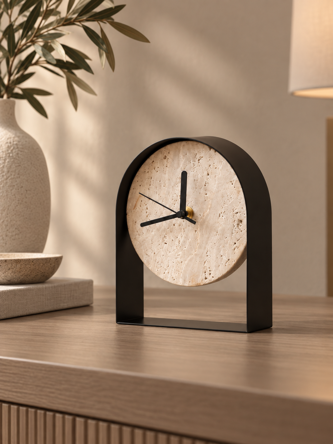 Solenne | Tavertine Desk Clock