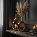 STUDIO NOÉRA Estelle gold ceramic vase set with a modern hollow teardrop design 